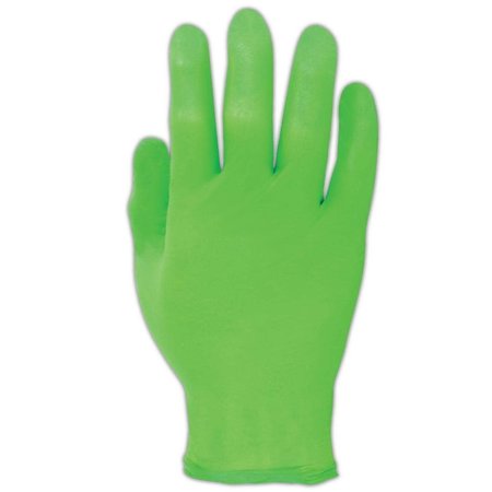 SHOWA 7705PFT, Disposable Gloves, 4 mil Palm, Nitrile, Powder-Free, L, 100 PK, Green 7705PFTL